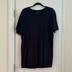 GAP Men's Navy Blue Short Sleeve V-Neck Tee Size L Tall
